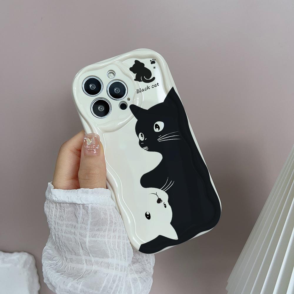 Black Cat Casing For OPPO Reno 15 15F 14F 12F 11F 13F 13 14 12 11 A6 A5 Pro A79 A60 Realme C53 C55 C65 C63 C67 C75 Case Cover