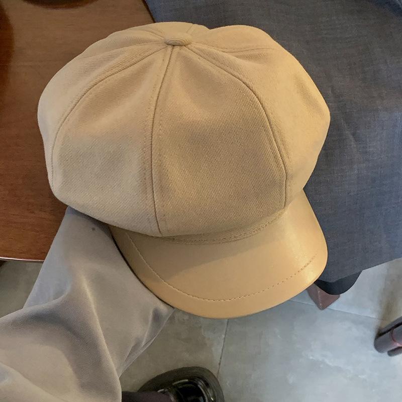 

Универсальный шерстяной берет детский осенне-зимний с маленьким лицом восьмиугольная шляпа уличная литература и искусство ретро шляпа художника Adjustable (56-58cm) хаки