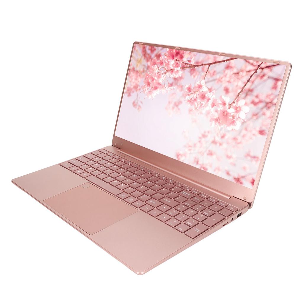 Laptop 15.6in for Intel N5095CPU 16GB RAM Fingerprint Keypad Backlit Keyboard Pink Portable Laptop for Win 11