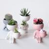 Creative Ceramic Succulent Flower Pot - Cute Character Design for Desktop Decor