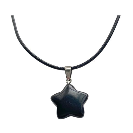 Юшэн Натуральный Камень Звезда Кулон Ожерелье Регулируемая Черная Веревка Гипоаллергенное Женское Девичье Ключичное Ожерелье Модное Украшение Подарок чёрный