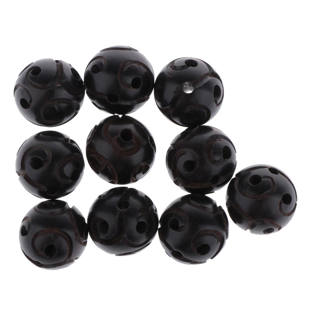 10 Lot Black Wood Beads Buddhist Print Necklace Anlets Key Decor 12MM