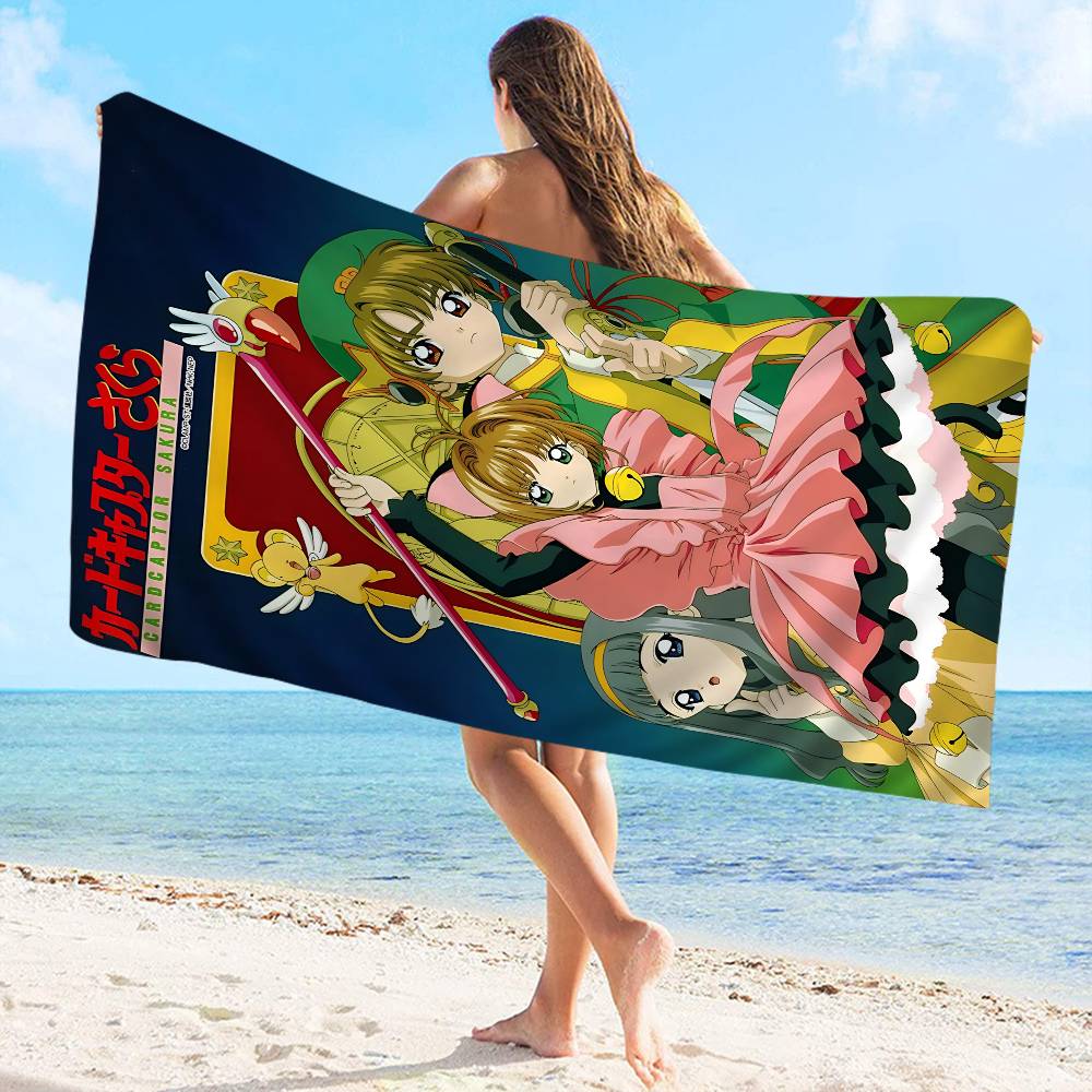 Anime C-Cardcaptor Sakura Microfiber Blanket Quick Drying Beach Towels Oversized Printing Super Absorbent Pool Towel Blanket
