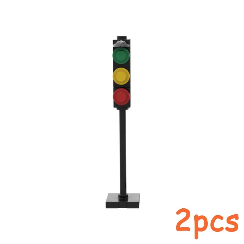 Non-Toxic Moc City Traffic Lights Road Signs Roadblock Signal Light Speed Limit Diy Building Block Scene Construction Minifigs Accessories