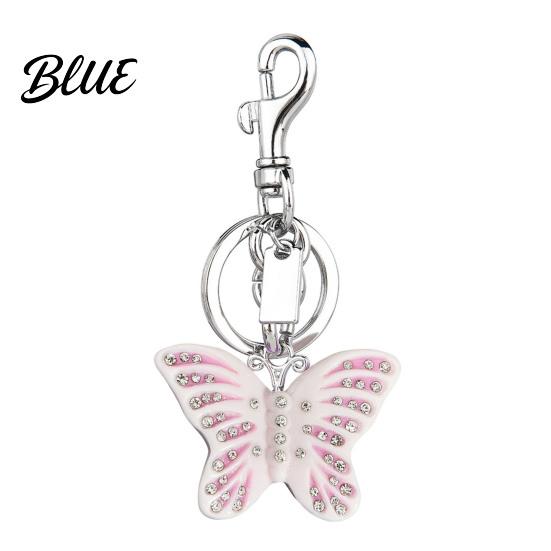 Lightweight Key Holder Keychain Pendant Rhinestones Inlaid Gradient Butterfly Shape