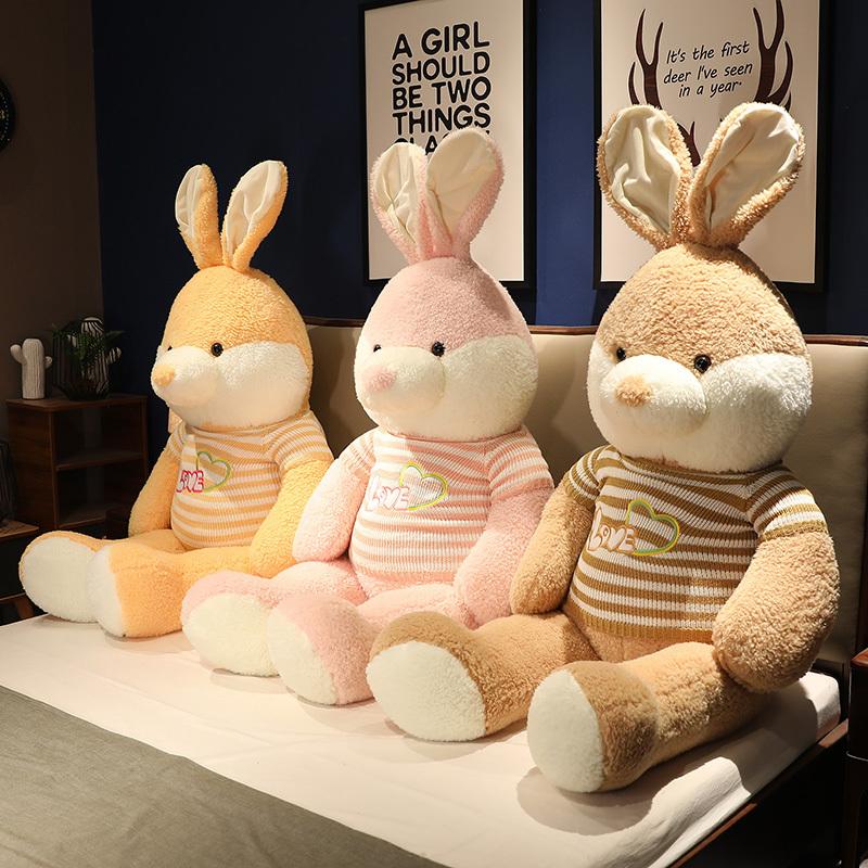 Giant Kawaii Plush Rabbit Toy Lovely Sweater Rabbit Pillow Bunny Stuffed Soft Animal Doll for Baby Children Appease Gifts