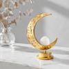 Hollowed Out Iron Art Desk Light LED Crescent Design Moon Lamp  Eid Festive Display
