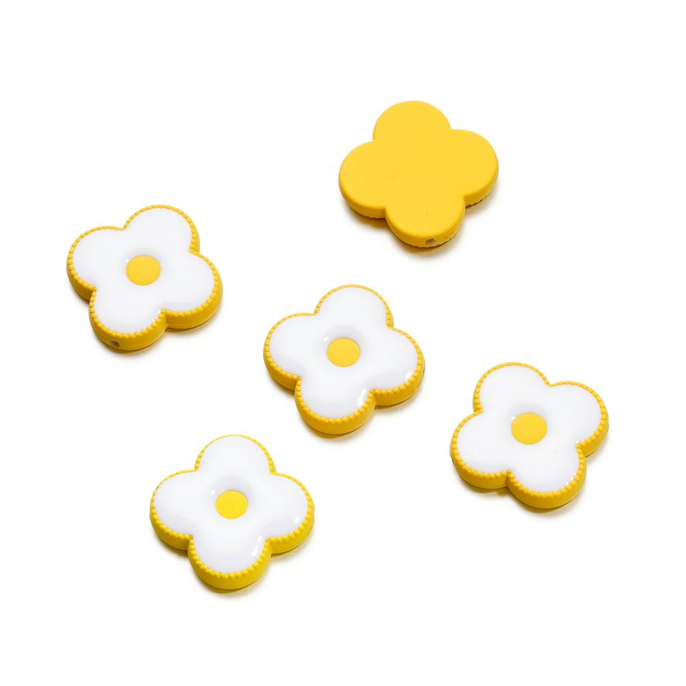 

10Pcs/Lot 24.8mm Acrylic Flowers Shape Charm Loose Spacer Beads For DIY Jewelry Making Handmade Necklace Bracelet Accessories 10pcs жовтий