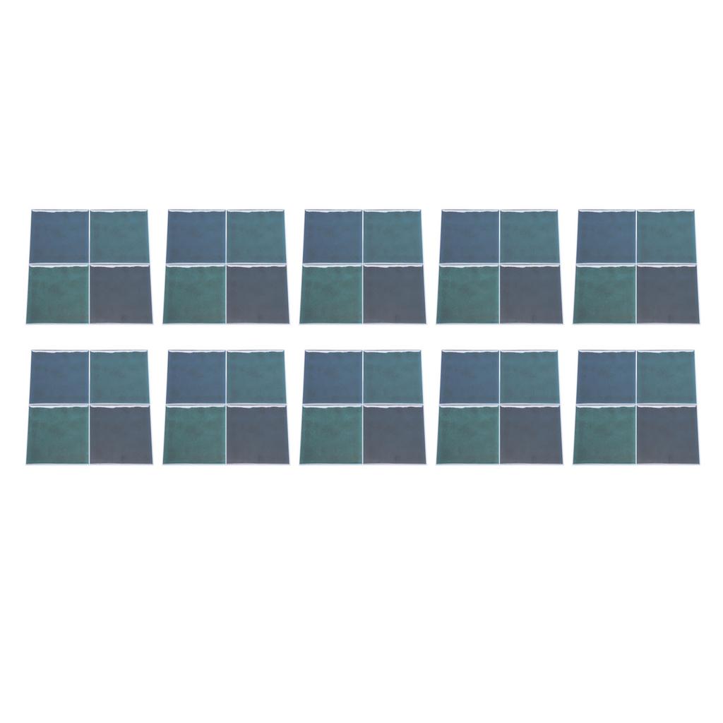 10Pcs European Ceramic Tile Stickers Thickened Crystal Film Square Peel Stick Backsplash Waterproof
