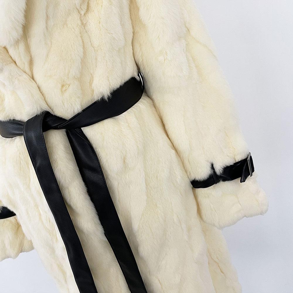 OFTBUY 2024 Winter Warm Plush Fur Top Women Jacket Long Real Fur Natural Rabbit Fur Coat Fashion New Style Can Be Customized