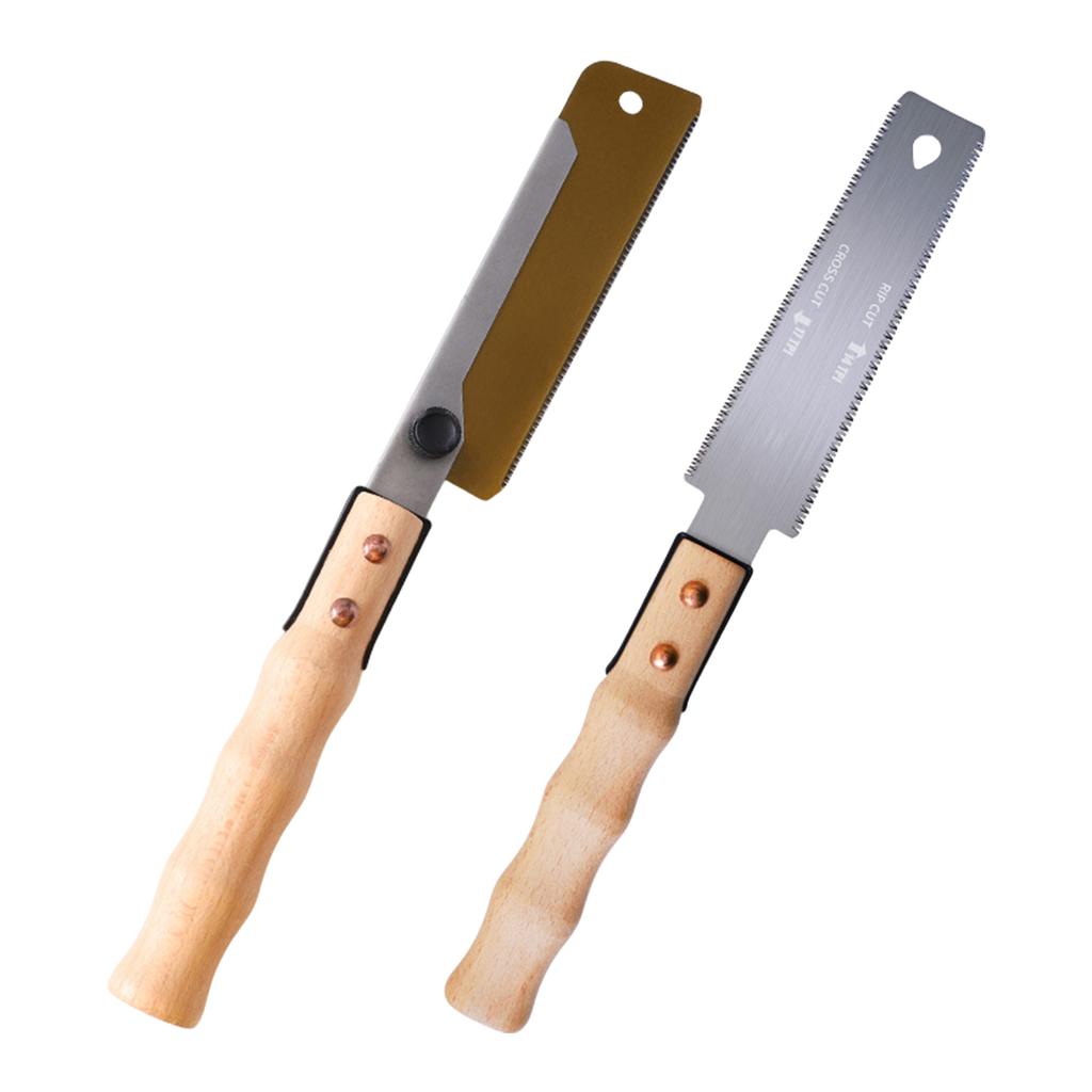 Japanese Style Double Sided Back Saw Nonslip Wooden Handle Wood Saw Hand Tool for Woodworking Precise Cutting Projects