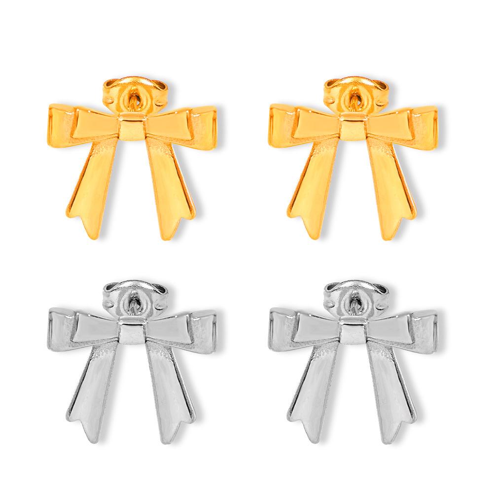 18k Gold Plated Titanium Steel British Style Butterfly Stud Earrings