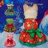Adjustable Snowflake Pattern Princess Dress Christmas Holiday Personalized Printed Pet Clothes Christmas Party Decorations
