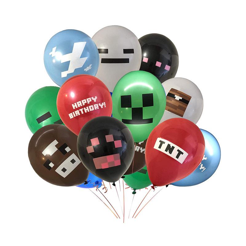 

Pixel Theme Minecraft Latex Balloon Set for Birthday Celebrations