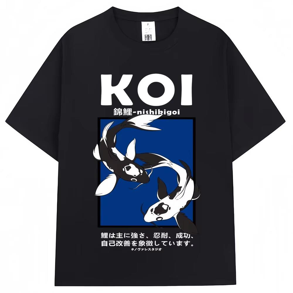 Japanese Style Koi Graphic T Shirt Unisex Women Fashion Popular Short Sleeve Top pure Cotton Casual Tshirts Streetwear Gifts 2026