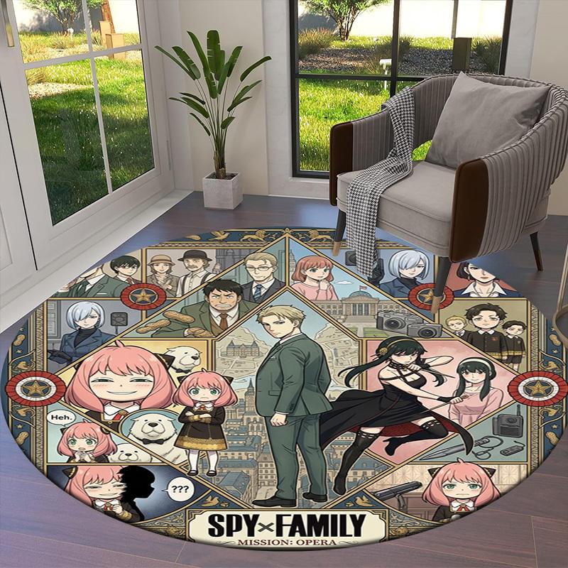 Spy Family Round Area Rug Carpet Rug For Living Room Bedroom Sofa Playroom Decor Nonslip Floor Mat