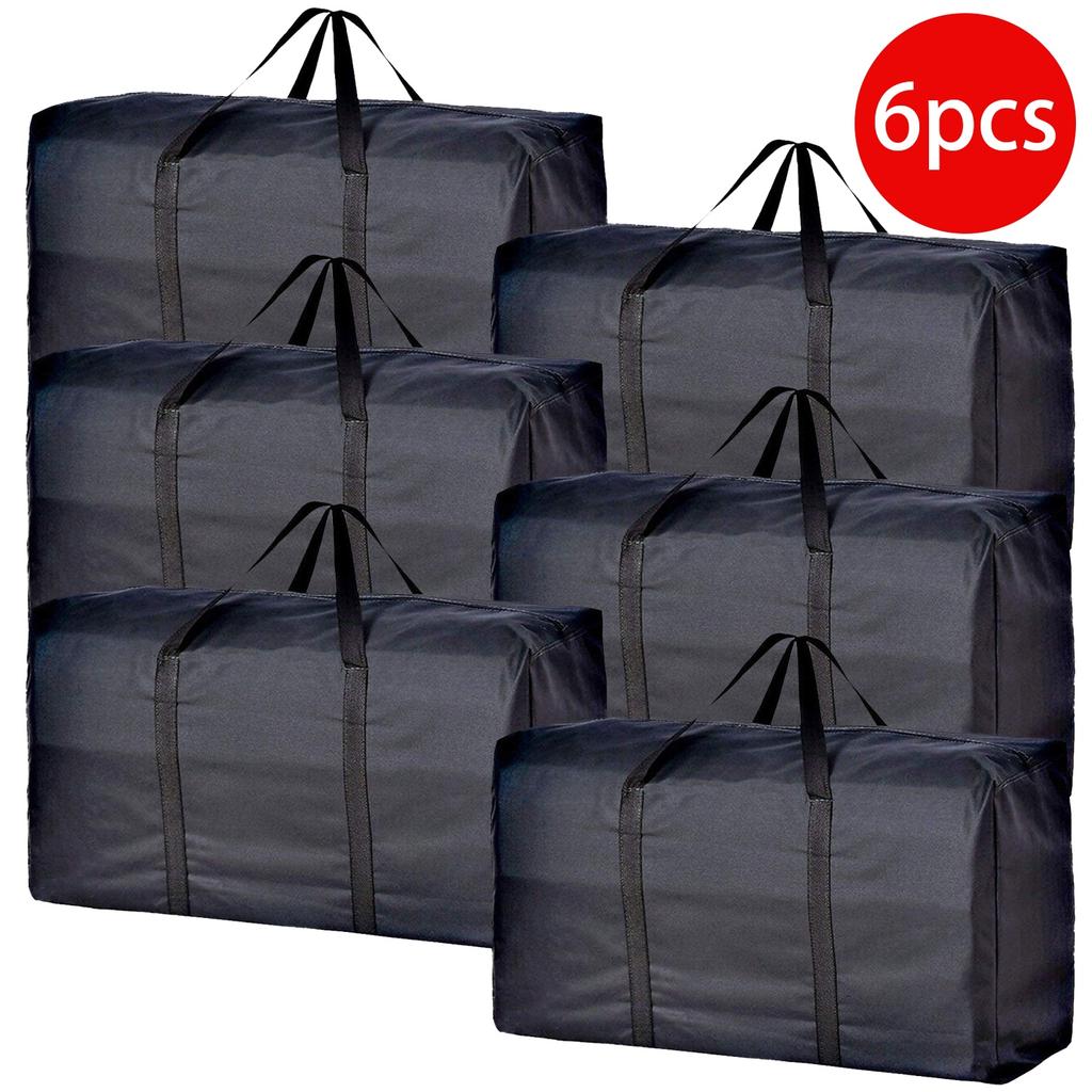 3/6pcs Heavy-Duty Extra Large Moving Bags with Reinforced Zippers & Sturdy Handles - Durable Fabric Storage Totes for Clothes
