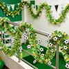 78.7" Soccer Tinsel Garland, Green And Gold Football Party Decoration with Soccer Cutouts for Event, Fan Cheering, Sports Birthday Party Supplies