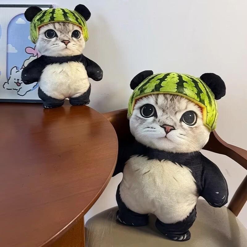 Watermelon Cat Plush Toy With Soft Pp Cotton For Kids And Teens Gift