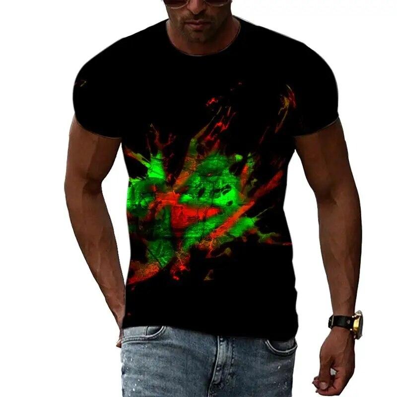 Sommermode Abstrakte Farbe Grafik T-Shirts für Männer Casual 3D Druck T-Shirt Hip Hop Harajuku Persönlichkeit Rundhals Kurzarm