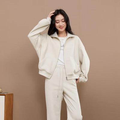 Sancai 2025 Winter Fleece-Lined Stand-Up Collar Zip Jacket