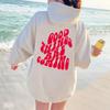 GOOD THINGS ARE COMING Women's Velvet Hoodie Solid Color Letter Printed Kangaroo Pocket Drawstring Printed Hoodie