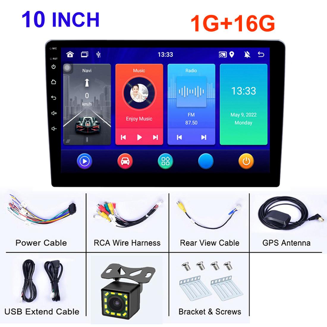 

R-760A 10.1-inch Android GPS Navigator 1G+16GB HD IPS Screen Player+12-Light Rear View Camera Type A
