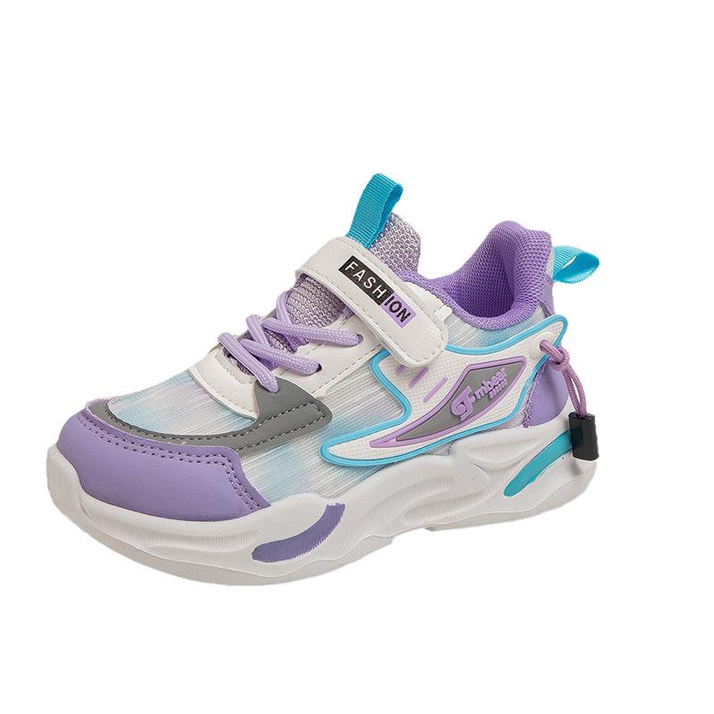 Girls' sports running shoes 2025 autumn new dad versatile breathable soft sole children's primary school students leather surface treasure tide