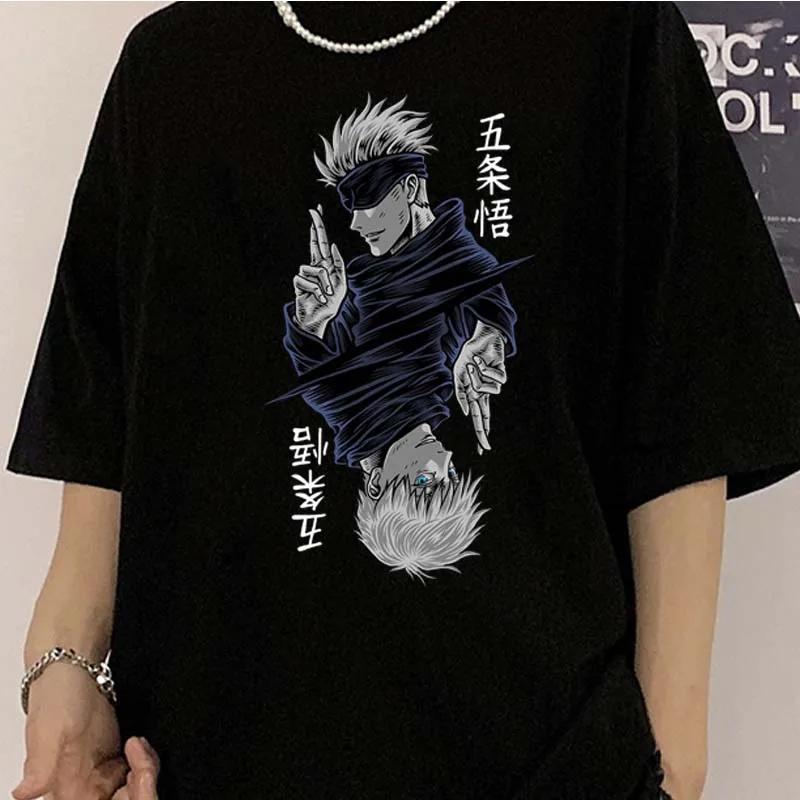 Mote Jujutsu Kaisen Satoru Gojo Anime Trykket Dame O-hals Kort Ermet Kvinne T-skjorte Svart Hvit Kort Ermet Sommer Topp