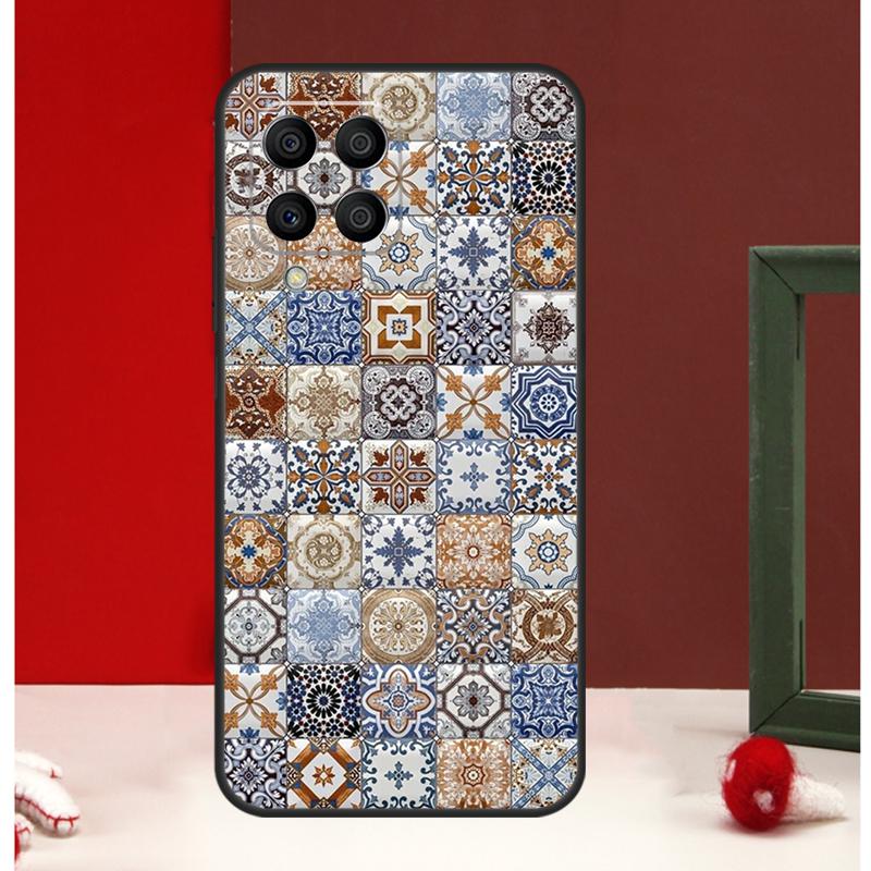 Vintage Retro Lattice Flower Case For Samsung Galaxy M13 M53 M56 M52 M32 M16 M11 M21 M31 M35 M12 M14 M15 M36 M55 M34 M54