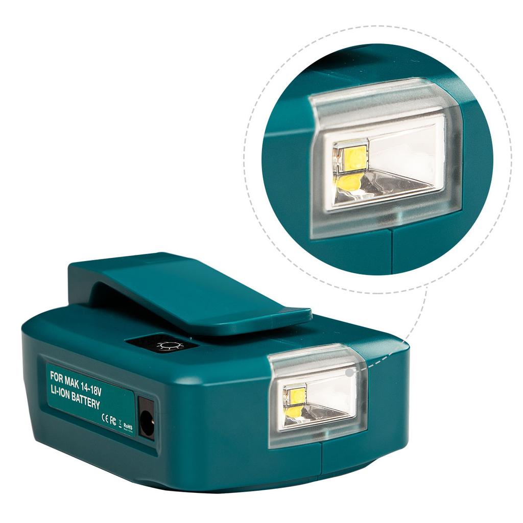 Adapter LED Working Light For Makita 14.4V/18V Li-on Battery BL1830 BL1430 Dual USB Converter with LED Lamp for Makita