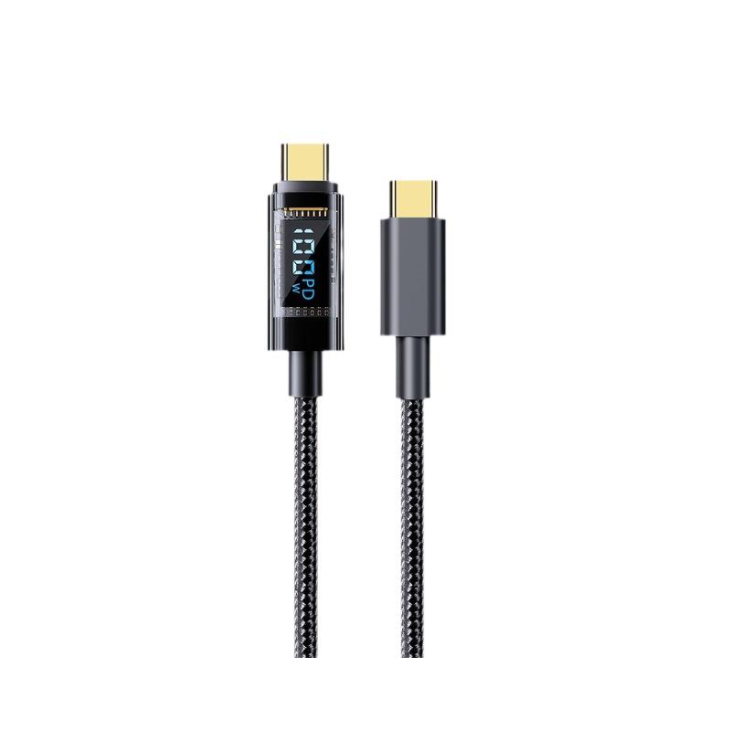 100W Transparent Digital Display Fast Charging Cable, 30W for Apple 14, 66W Type-C Universal Charger