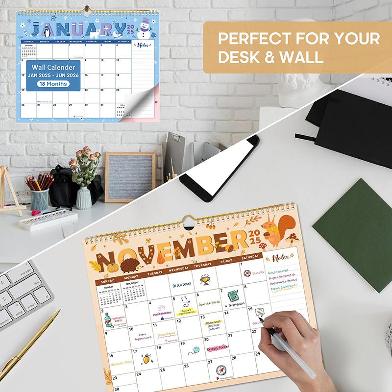 18 Monthly Wall Calendar January 2025 To June 2026 Hanging Calendars Large Seasonal Wall Planner Home Office Decoration