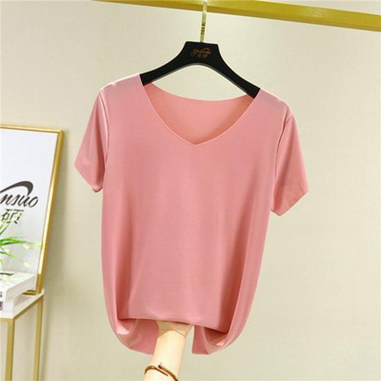 

Новый летний купальник из двух частей Ice Silk: Топ с V-образным вырезом, короткими рукавами и драпированные повседневные широкие брюки single short sleeve, XXL