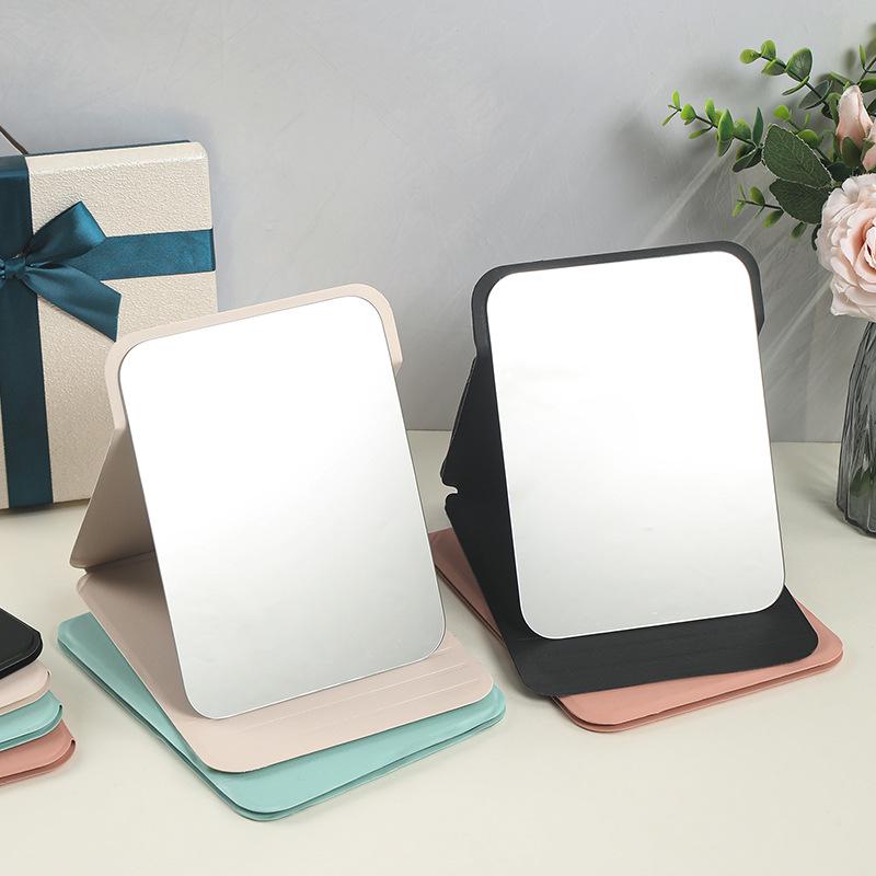 Portable PU Leather Folding Makeup Mirror - Square, Vintage Design In Large, Medium, Small for On-the-Go Beauty and Touch-Ups.