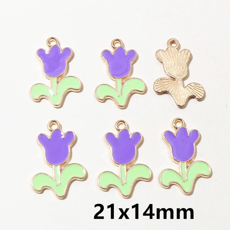 20pcs Enamel Mushroom Charms Pendant 19x19mm Alloy Metal DIY Jewelry Making Accessories for Earring Bracelet Necklace Finding