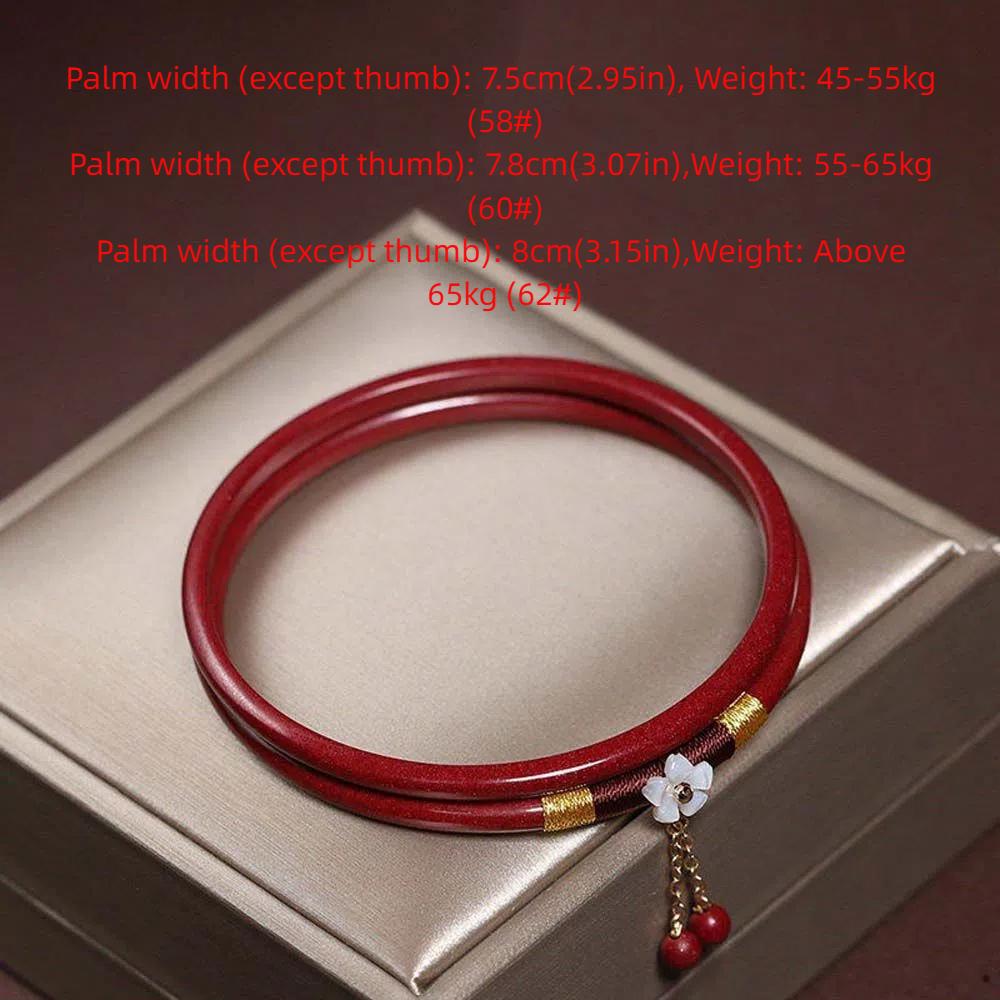 Flower Chinese Style Jewelry Women Bangles Stone Bracelet Antique Bracelet Vermilion Red Bangles