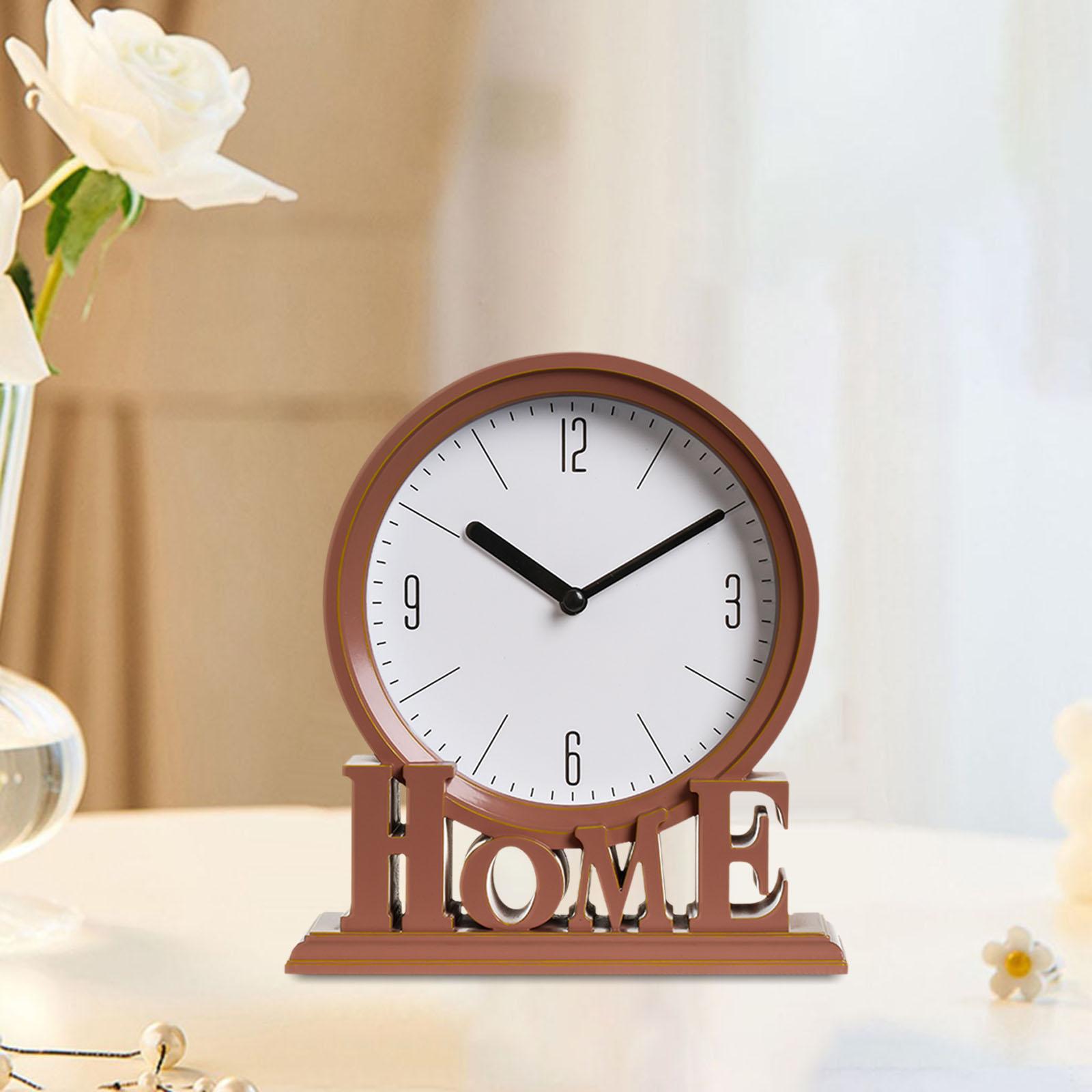 

Vintage Style Desk Clock Shelf Non Ticking for Hotel Dorm Kitchen Island коричневий
