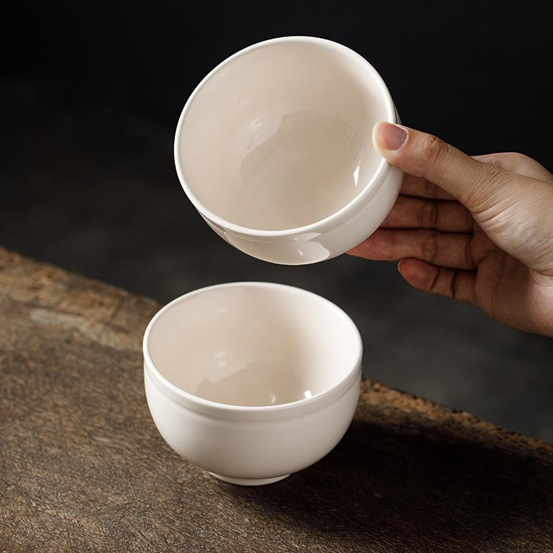 Ash Yellow 4.1-Inch Dehua Porcelain Bowl - 300ml Rice, Soup, Noodle, Dessert, or Dining Bowl