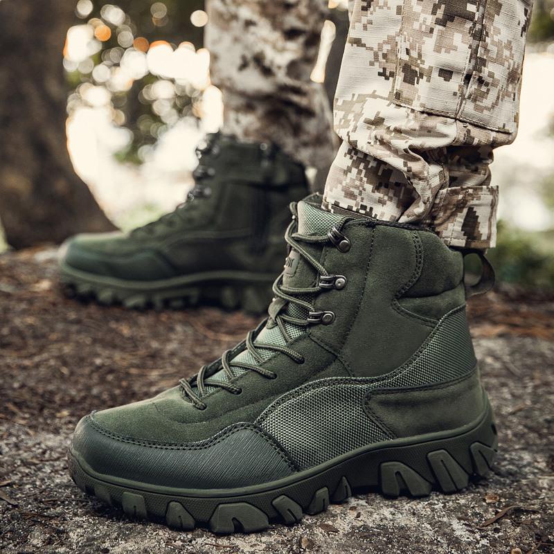 Men's High-top Military Boots Outdoor Hiking Boots Rubber Sole Shoes Large Size 39-47