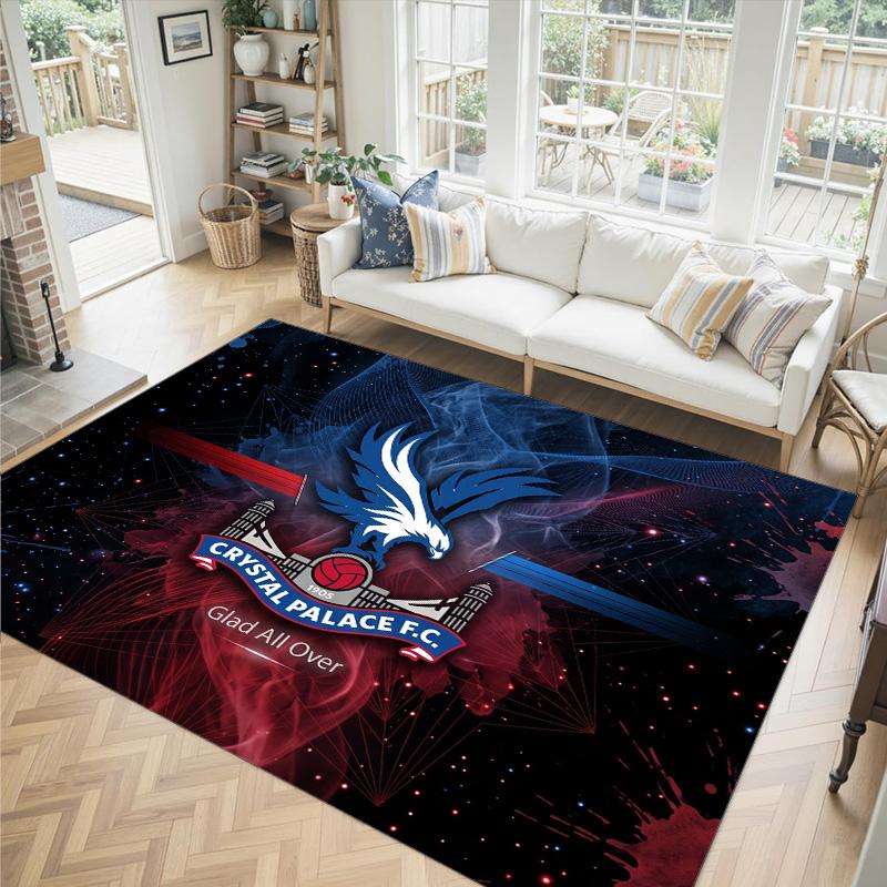 Crystal Palace Fußball Design Kristall Samt Teppich Gemütlich Kein?Rutschfester Teppich mit Aufdruck für Schlafzimmer Wohnzimmer Eingang