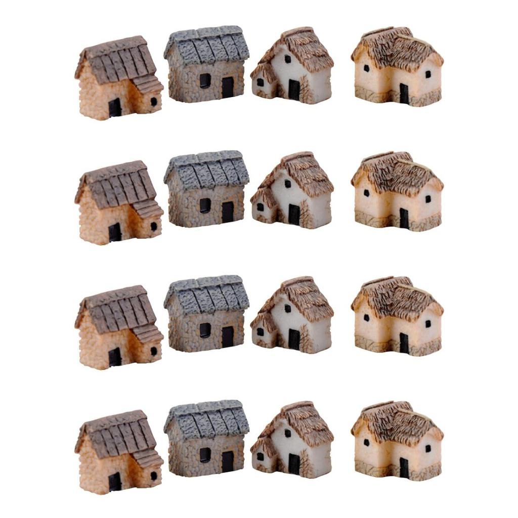 KITANDOVE 16 Pieces Micro Garden Miniature Ornaments, Miniature Village Houses, Micro Landscape, Fairy Garden Accessories, Terrarium Figurines,