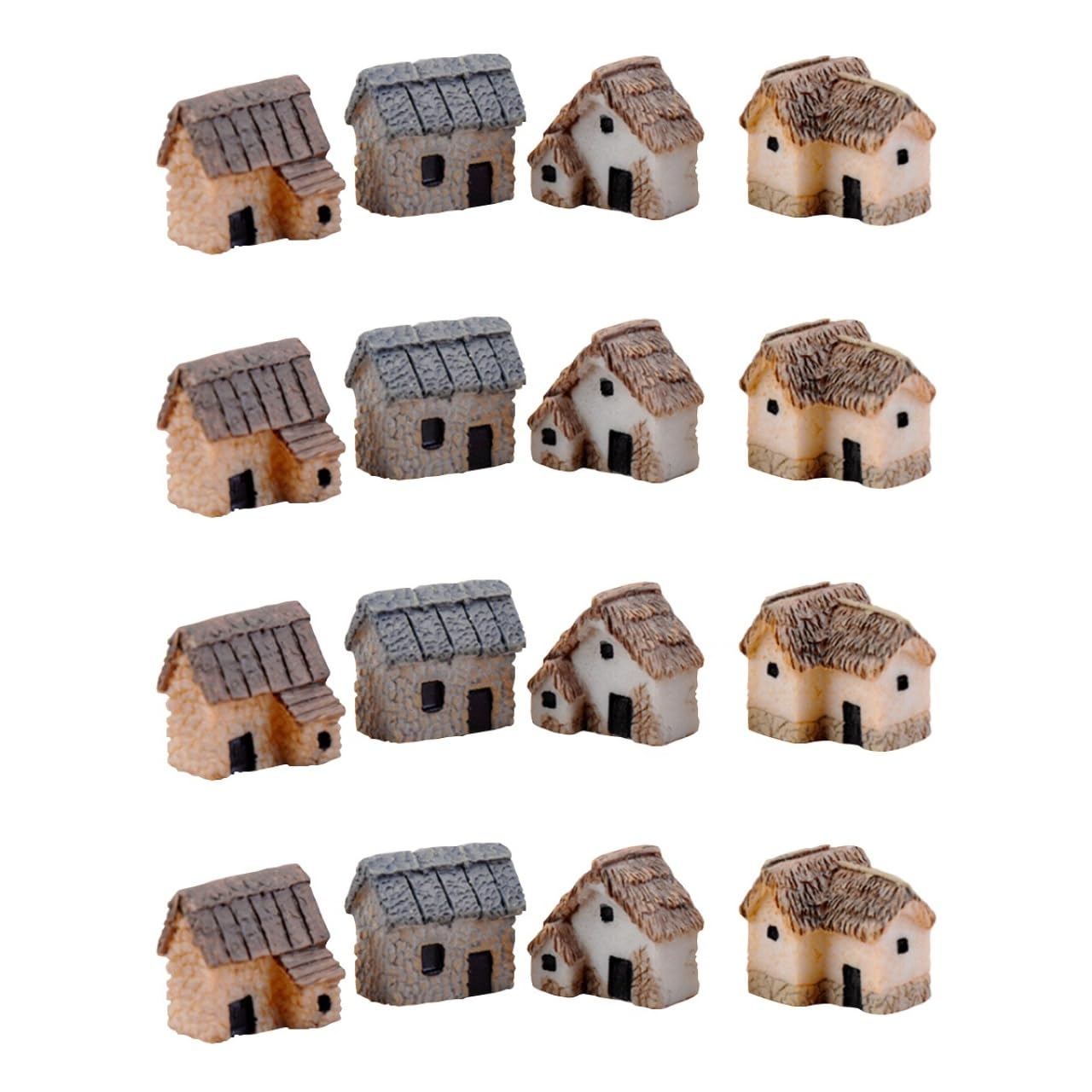KITANDOVE 16 Pieces Micro Garden Miniature Ornaments, Miniature Village Houses, Micro Landscape, Fairy Garden Accessories, Terrarium Figurines,