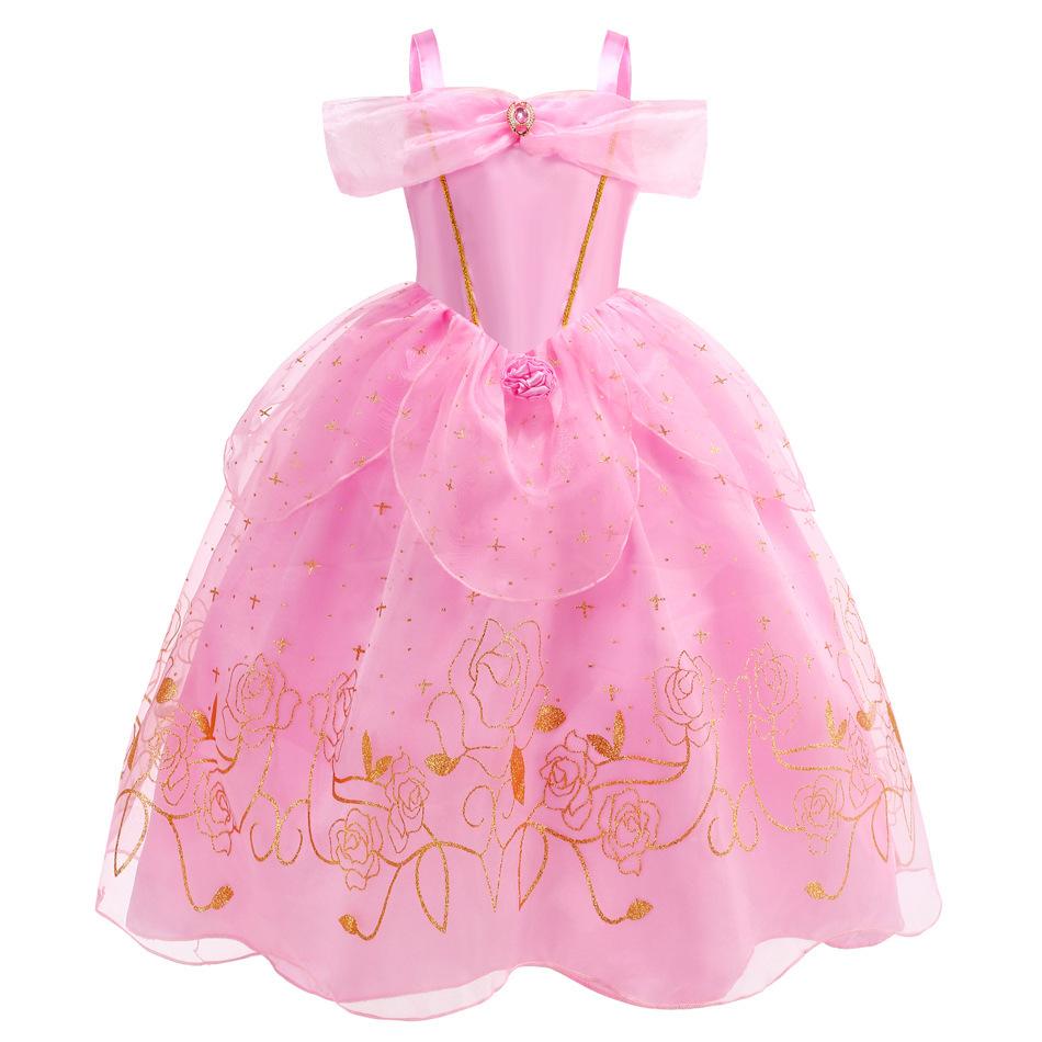 Classic Cendrillon Costume Deluxe Lace Dress Birthday Party Role Play Princess Pretend Fairy Tale Grace Ball Gown for Kids