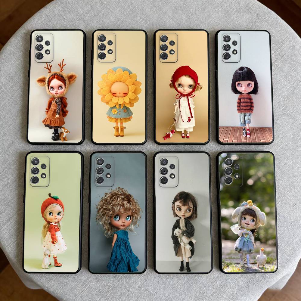 Fashion Doll Blythe Phone Case For Samsung Galaxy A73,A72,A71,A70,A53,A52,A51,Soft Silicone Black Cover