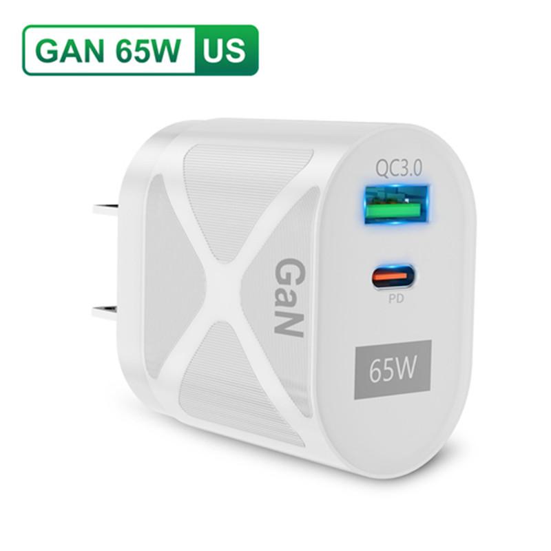 65W GaN USB C Charger Quick Charge KR AU EU US UK Plug PD USB-C Type C Fast Charger For iPhone 15 Xiaomi SamsungS22 Macbook