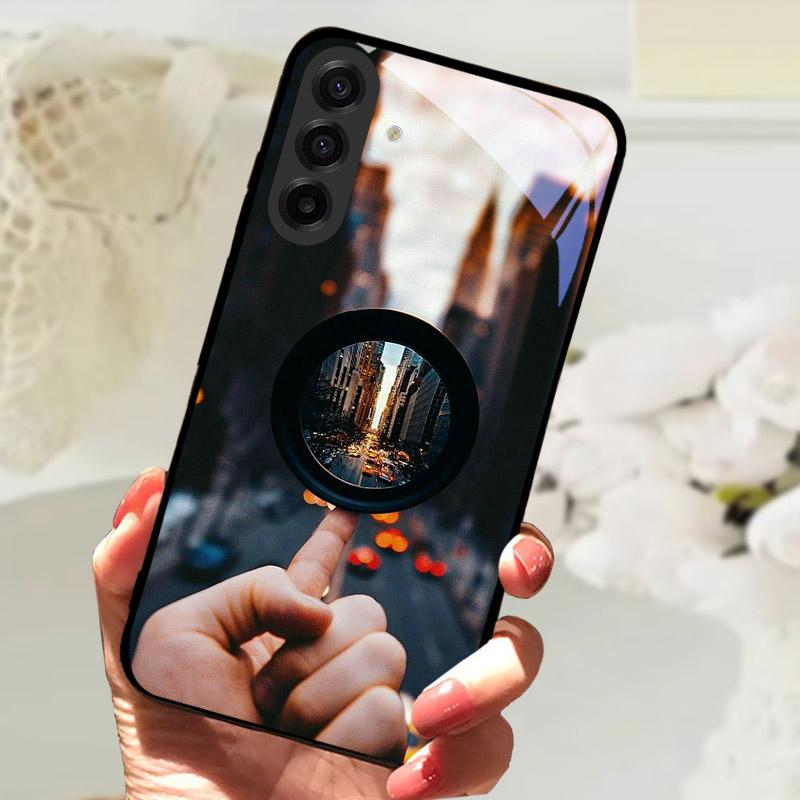 For Samsung Galaxy S25FE Case Fashion Lion Flower Tempered Glass Shockproof Bumper Cover For Galaxy S25 S 25 FE Camera Protector