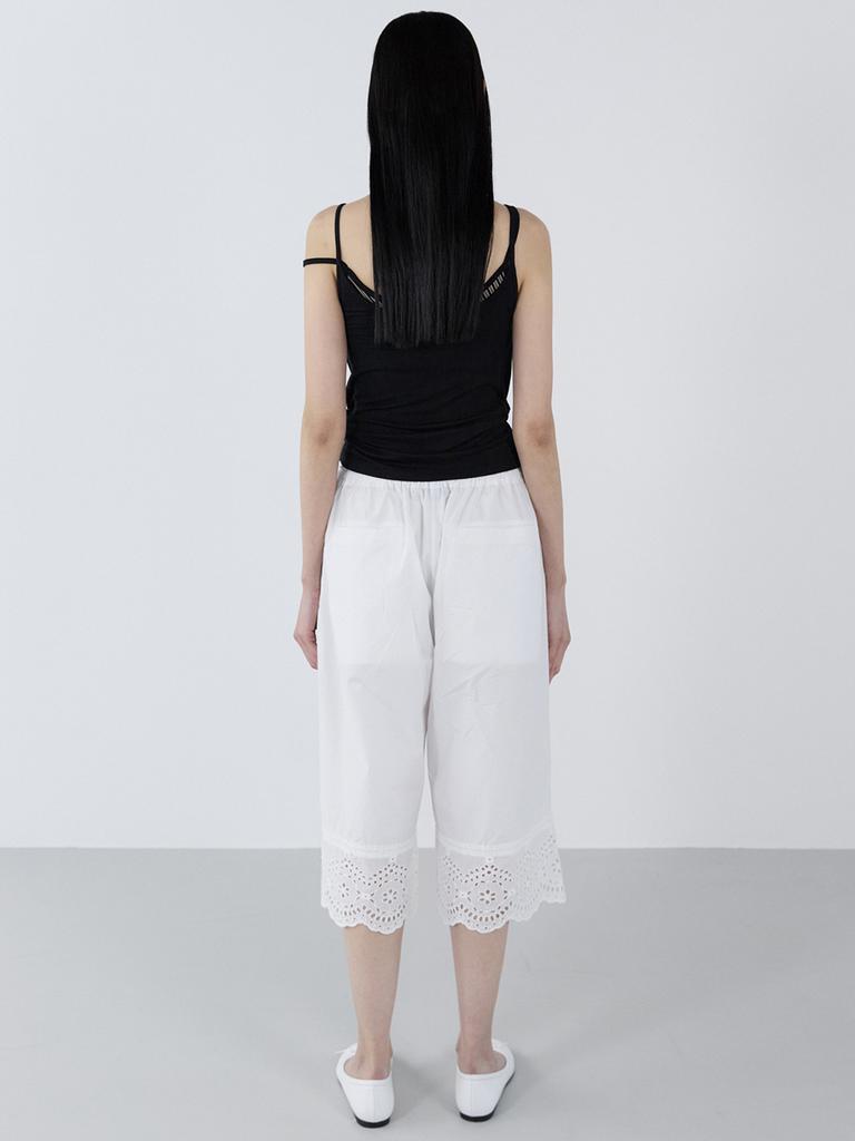 CERRIC Lace Bermuda Pants _ White