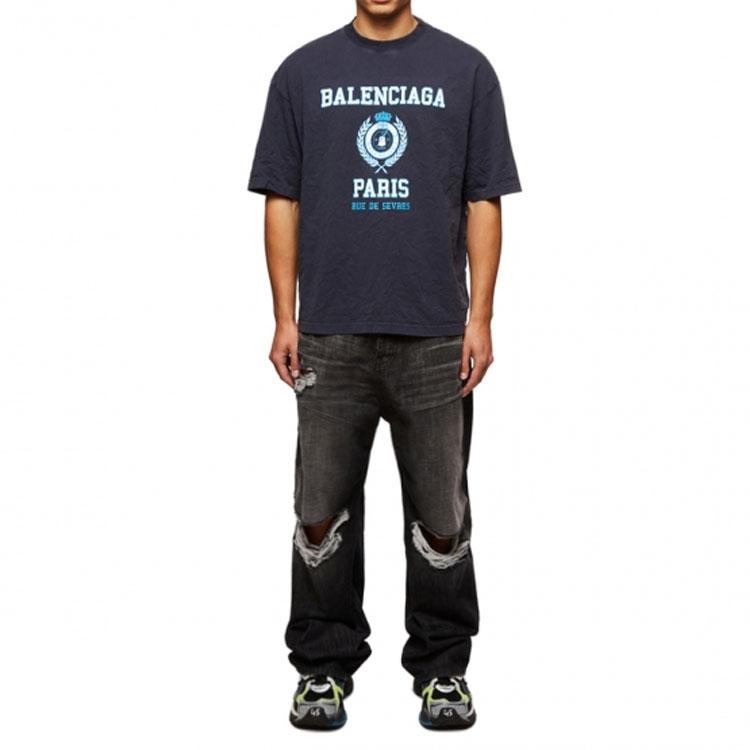 Balenciaga SS22 T Shirt Men's Dark Blue 612966TMV954140