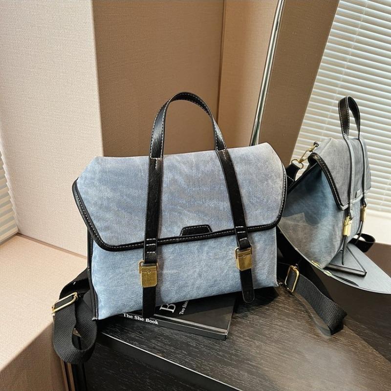 

Large capacity bag women s winter new retro handbag commuter bag shoulder crossbody double shoulder women s bag синий